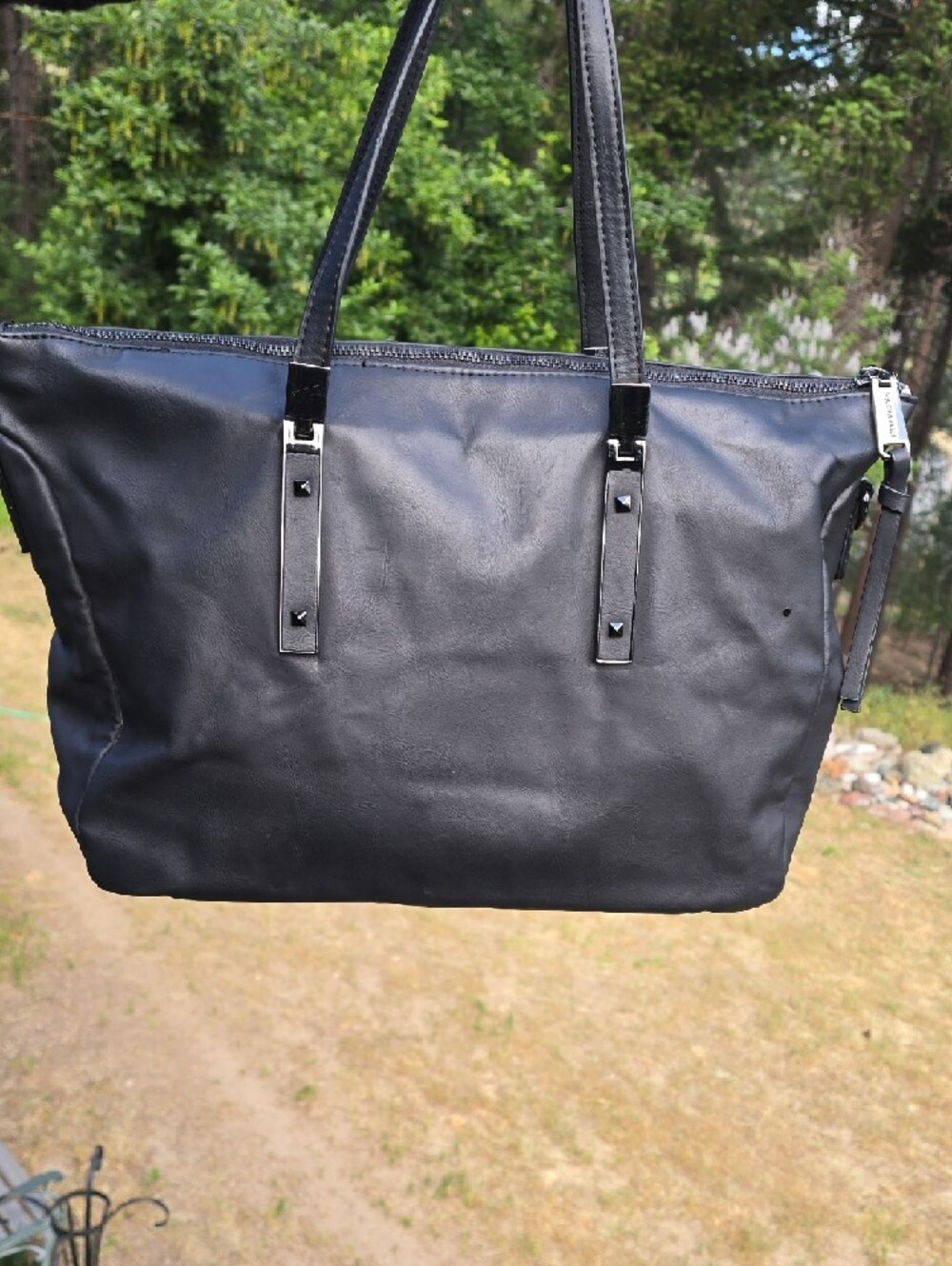 Steve Madden Black Perforated Tote Satchel - Picture 3 of 11